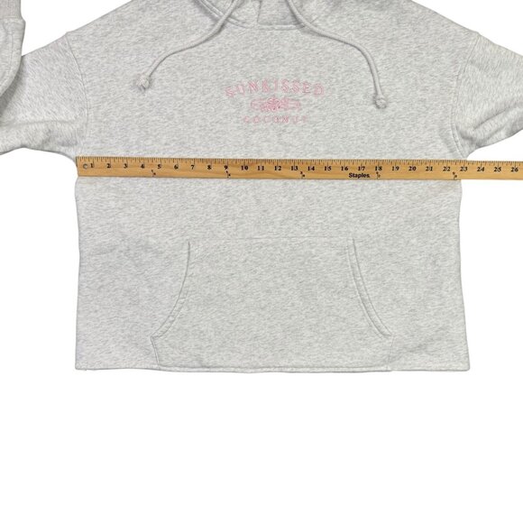 Sunkissed Coconut Hoodie Sweatshirt Womens XS Gray Oversized Cropped Sweatshirt - Picture 6 of 12